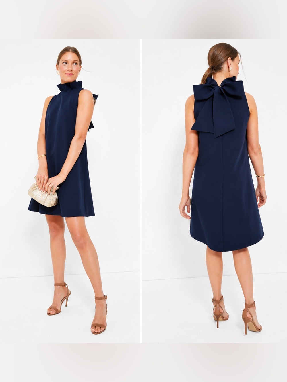 Tuckernuck Navy Blythe Ruffle Bow Back Mini Dress XXL